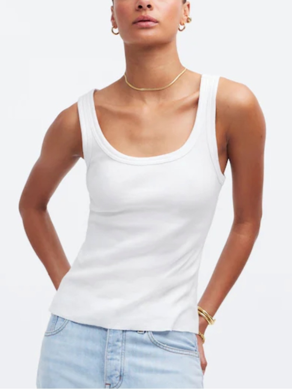Madewell White Scoop Neck Ribbed Tank